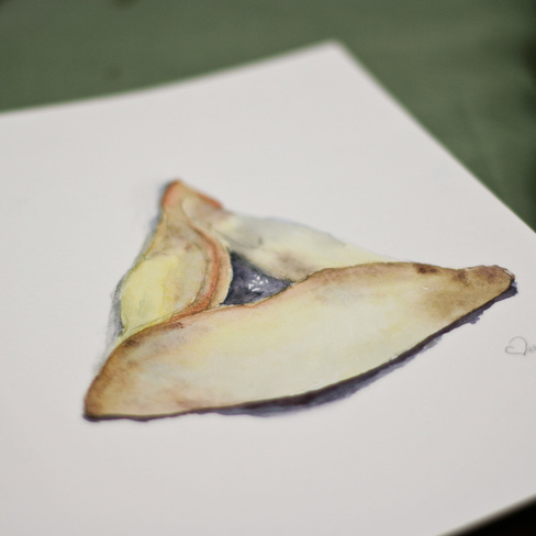 AeeMiller watercolor painting of a Jewish cookie called a hamentash
